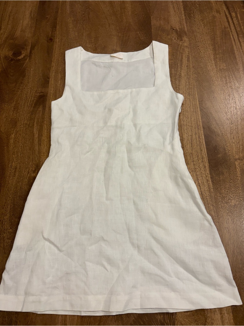 Posse White Linen Square Neck Mini Dress